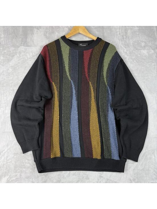 Tosani Other - Vintage Tosani Canada Made Coogi Style Knit Sweater Multicolor Textured Men Sz M